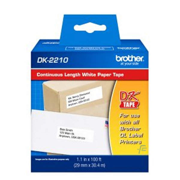 Brother - Cinta de papel continuo de 1,1 pulg. x 100 pies (29 mm x 30,4 mt) en letras color negro sobre blanco