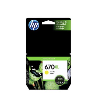 Tinta HP 670XL (CZ120AL) Amarillo 750 páginas